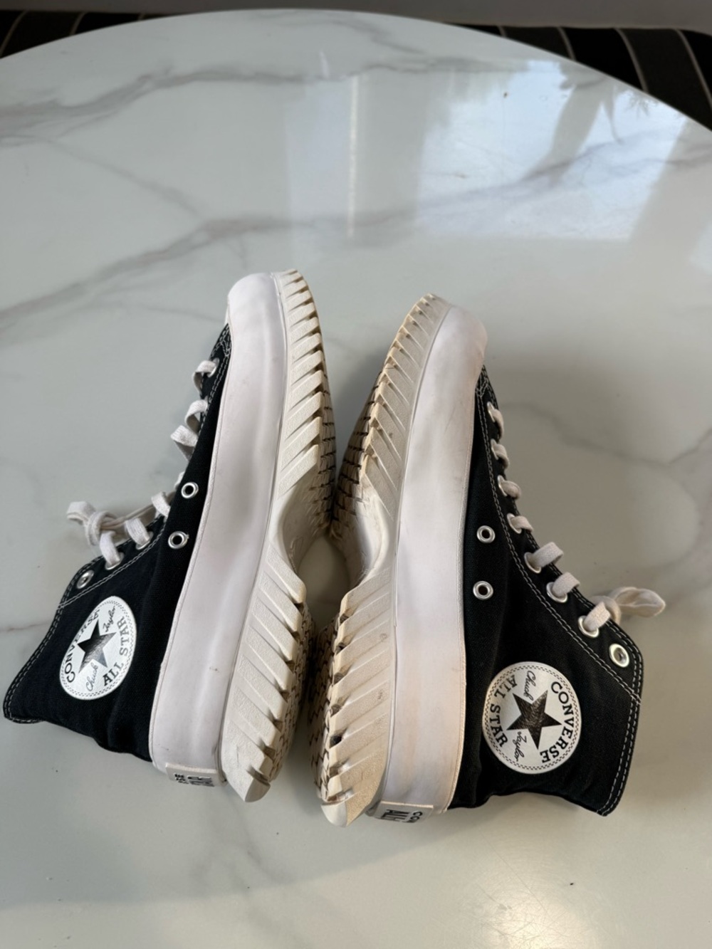 Converse Black & White High-Top Platform Sneakers - Picture 3 of 11